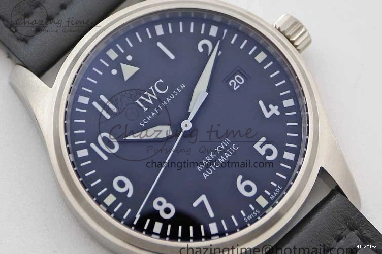 MIROTIME 0311 Vibrant Mark XVIII IW327001 SS M+F 1:1 Best Edition Black Dial on Black Leather Strap A 7055